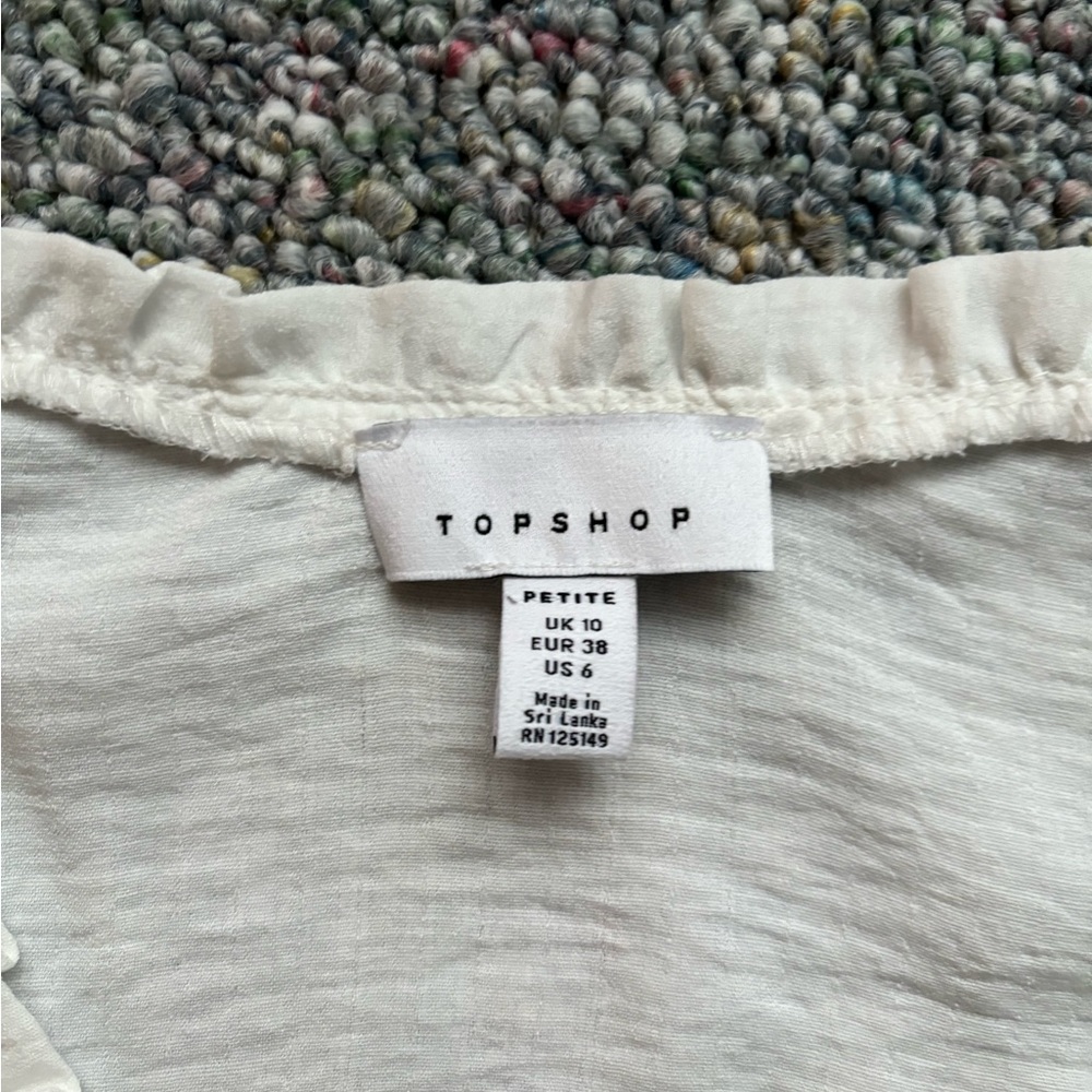 Topshop Cream Ruffle Blouse - Picture 2 of 2